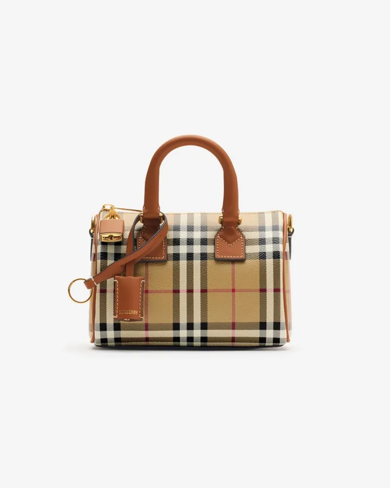 Burberry Bowlingtasche in Check im Kleinformat Vintage-beige