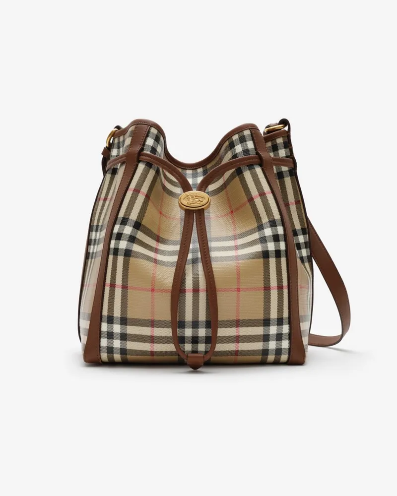 Burberry Kleine Bucket Bag in Check Vintage-beige