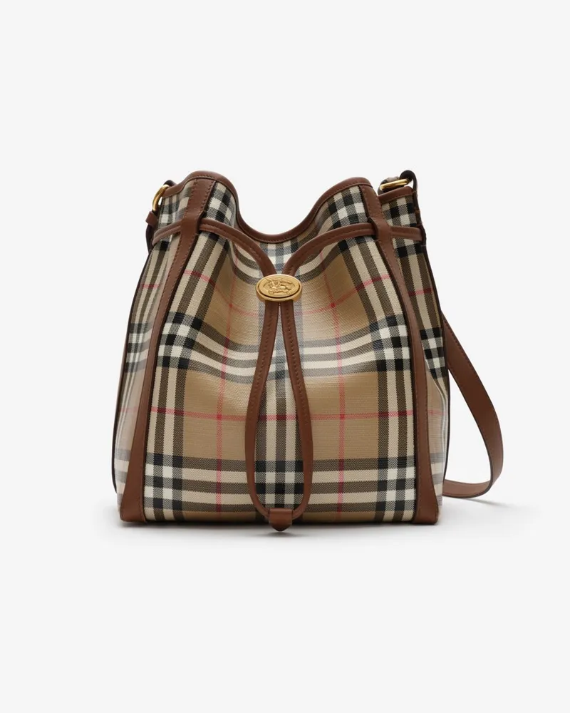 Burberry Kleine Bucket Bag in Check Vintage-beige