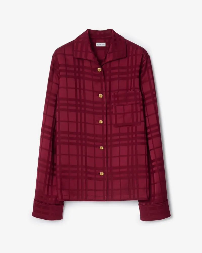 Burberry Seiden-Pyjamaoberteil mit Karomuster , Size Ripple-rot