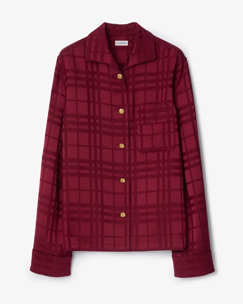 Burberry Seiden-Pyjamaoberteil mit Karomuster , Size Ripple-rot