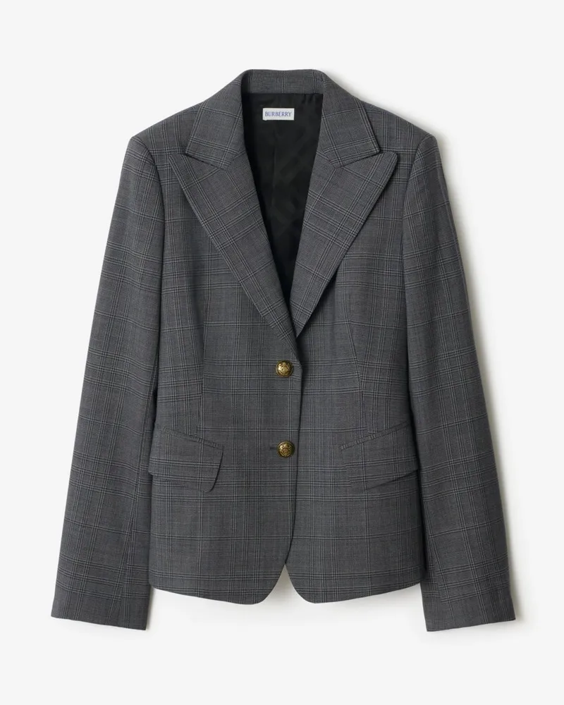 Burberry Wolljackett mit Karomuster Silhouette-blau