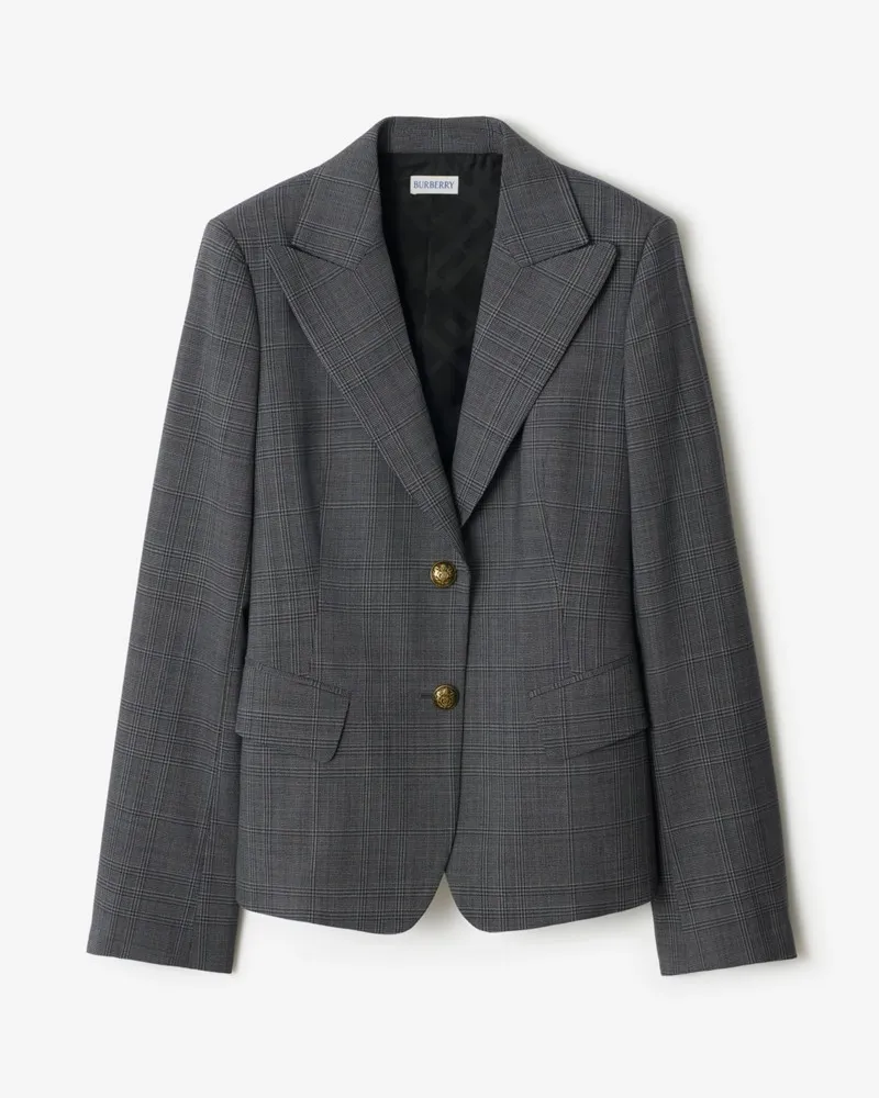 Burberry Wolljackett mit Karomuster , Size Silhouette-blau