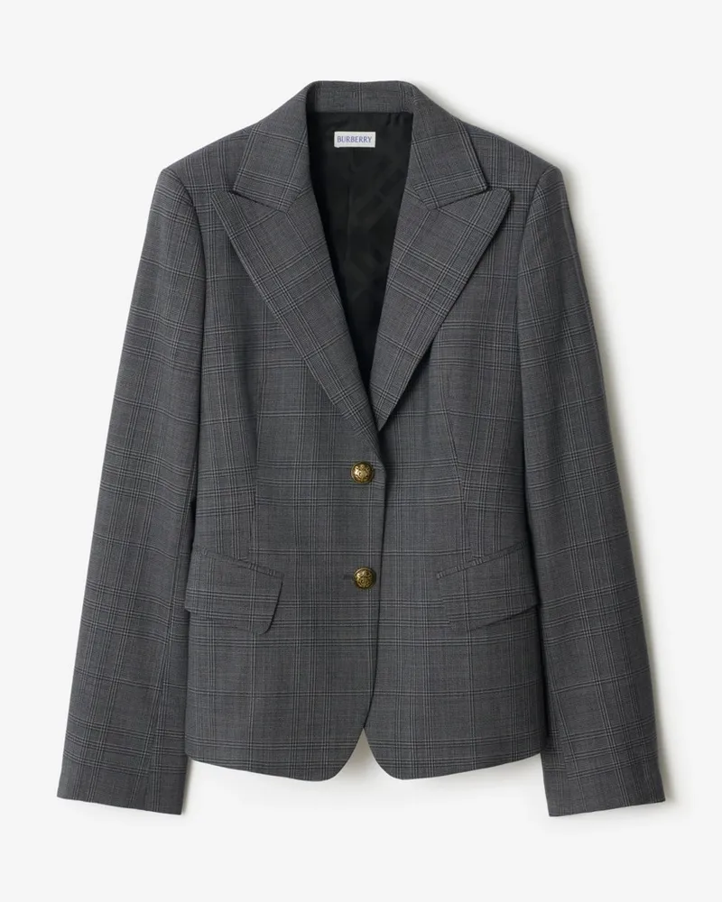 Burberry Wolljackett mit Karomuster Silhouette-blau