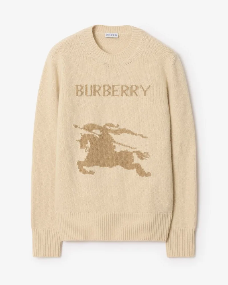 Burberry Woll-Kaschmir-Pullover mit EKD-Motiv Nutmeg-beige