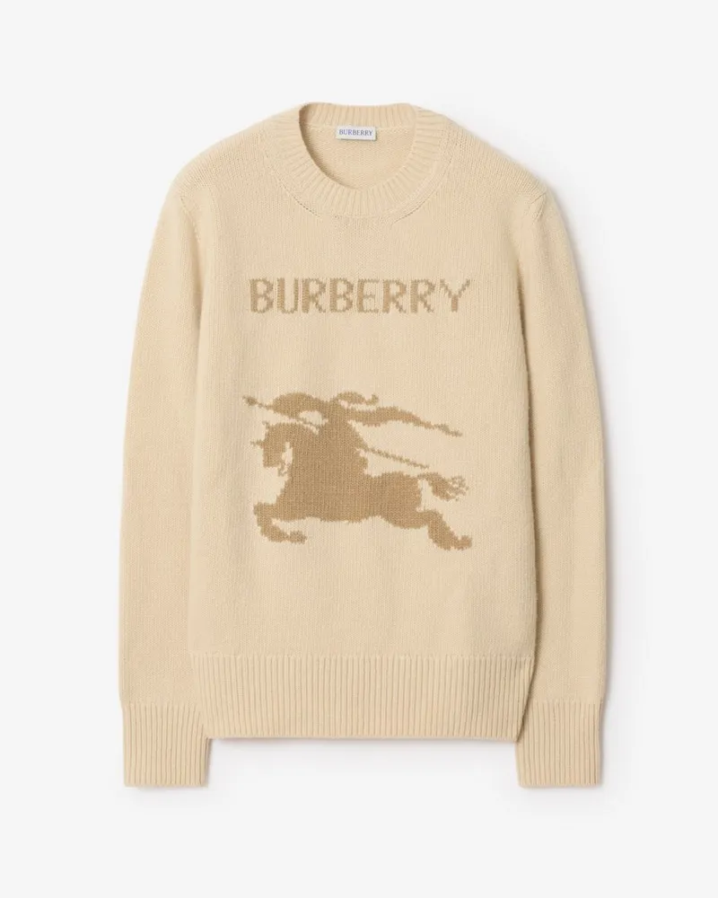 Burberry Woll-Kaschmir-Pullover mit EKD-Motiv Nutmeg-beige