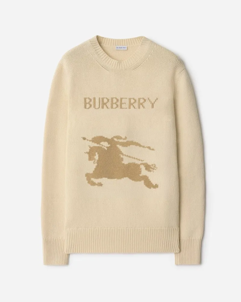 Burberry Woll-Kaschmir-Pullover mit EKD-Motiv , Size Nutmeg-beige