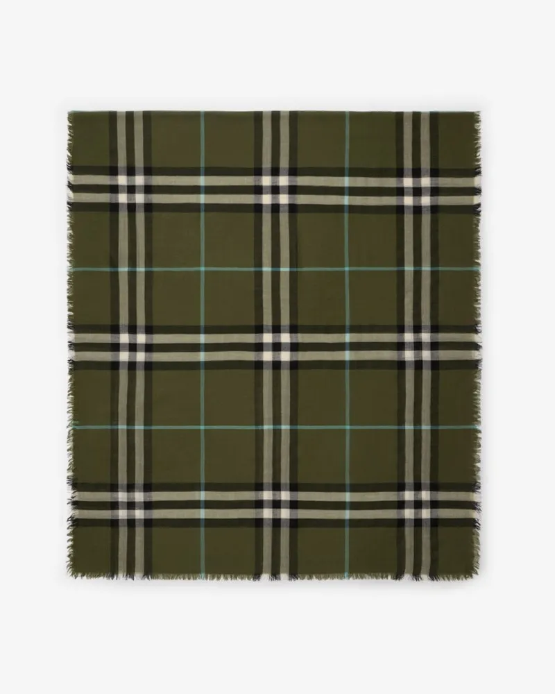 Burberry Breiter Wollschal in Check Pea-grün