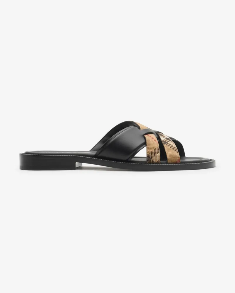 Burberry Ledersandalen „Drift“ mit Check , Size Black