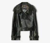 Cropped-Trenchjacke aus geprägtem Leder , Size