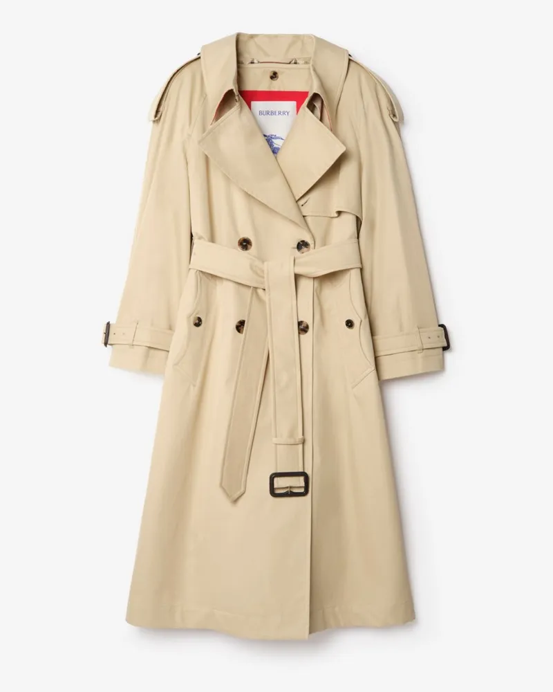 Burberry Langer Gabardine-Trenchcoat „Fitzrovia“ mit herausnehmbarem Futter , Size Limebeige-beige