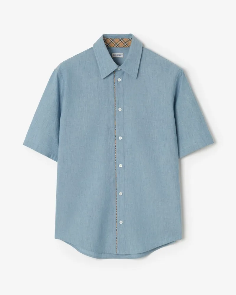 Burberry Klassisches Chambray-Hemd mit Paspelierung in Check Stoke