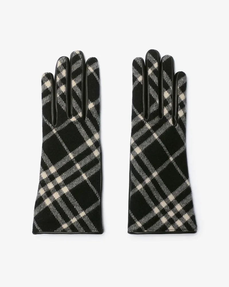 Burberry Handschuhe aus Wolle und Kaschmir in Check Schwarz