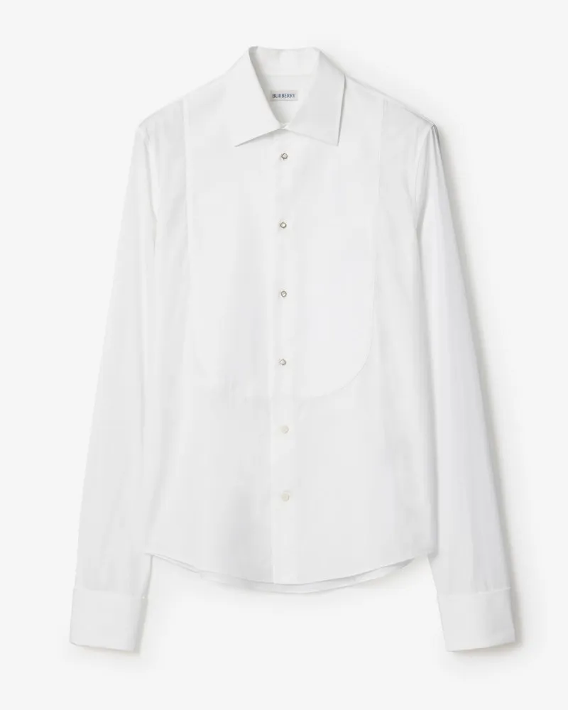 Burberry Schmales Smokinghemd aus Baumwolle Weiß
