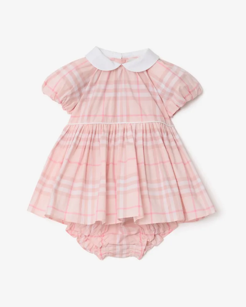 Burberry Baumwollkleid und Höschen in Check , Size Ice-rosa