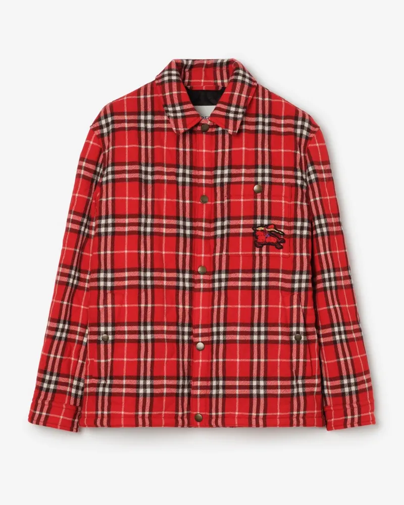 Burberry Wollflanell-Steppjacke in Check , Size Crayon-rot
