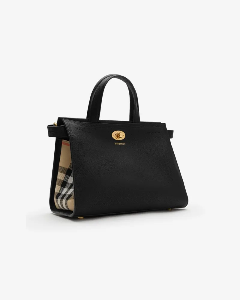 Burberry Henkeltasche „Cotswolds“ im Kleinformat mit Check Schwarz