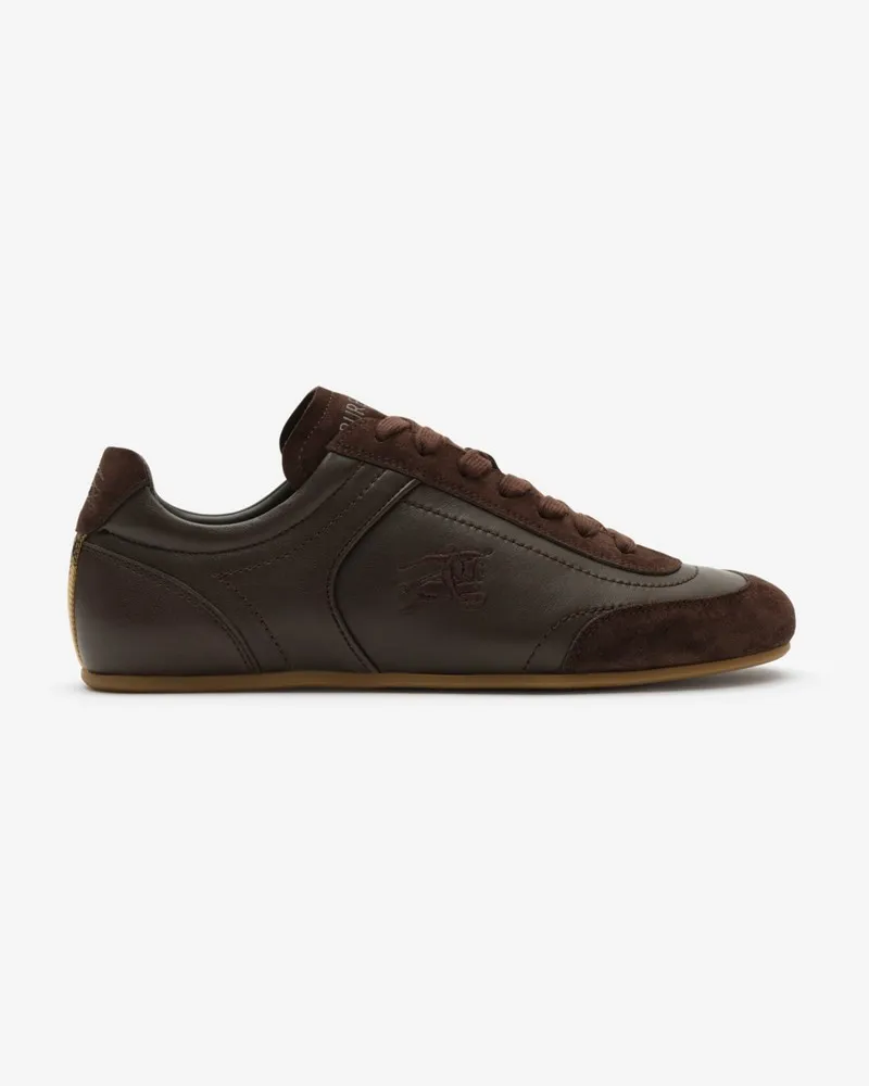 Burberry Knight Runner Leder-Sneaker , Size Moorhen-braun