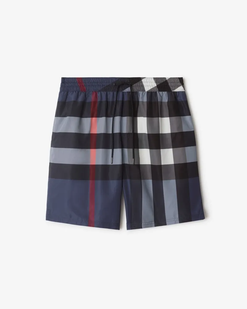 Burberry Schwimmshorts in Check , Size Carbonblau