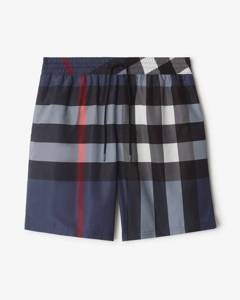 Burberry Schwimmshorts in Check , Size Carbonblau