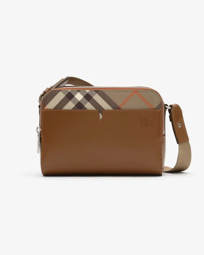 Burberry Crossbody-Tasche mit Check-Akzent Finch-braun