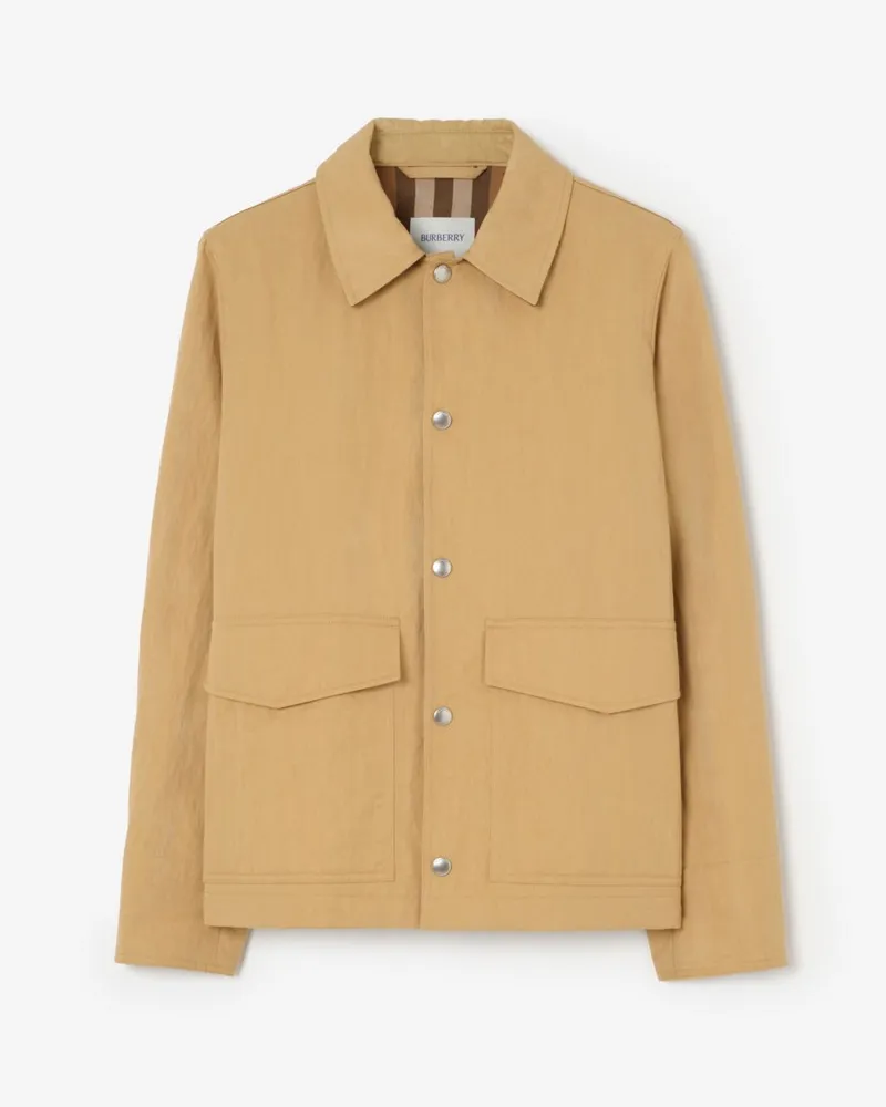 Burberry Nylon-Baumwoll-Hemdjacke , Size Sand-beige