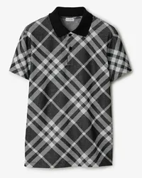 Burberry Stretchbaumwollmisch-Poloshirt in Check Schwarz