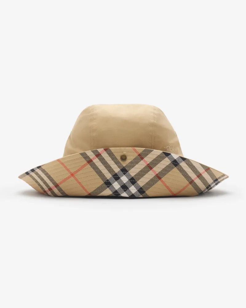 Burberry Hut aus Gabardine mit Check-Krempe Flachsfarben