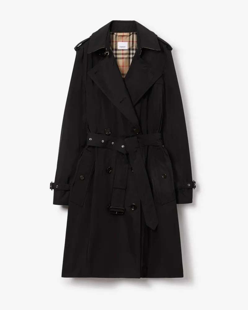 Burberry Mittellanger leichter Trenchcoat „Kensington Schwarz
