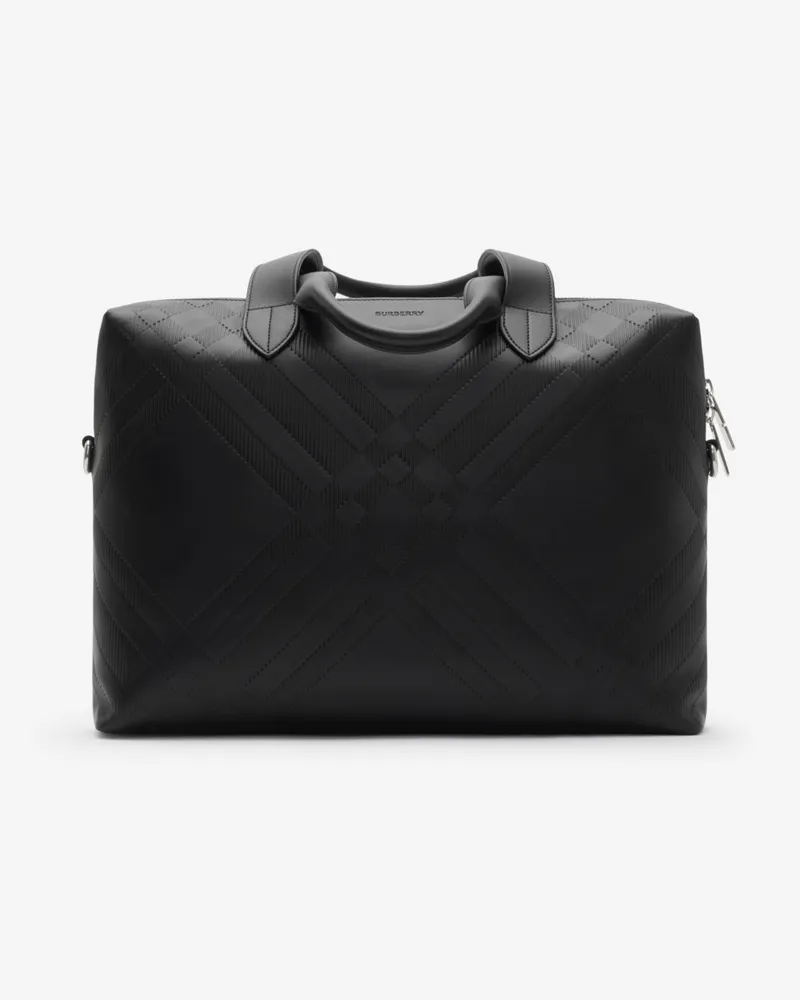 Burberry Aktentasche mit geprägtem Karomuster Black