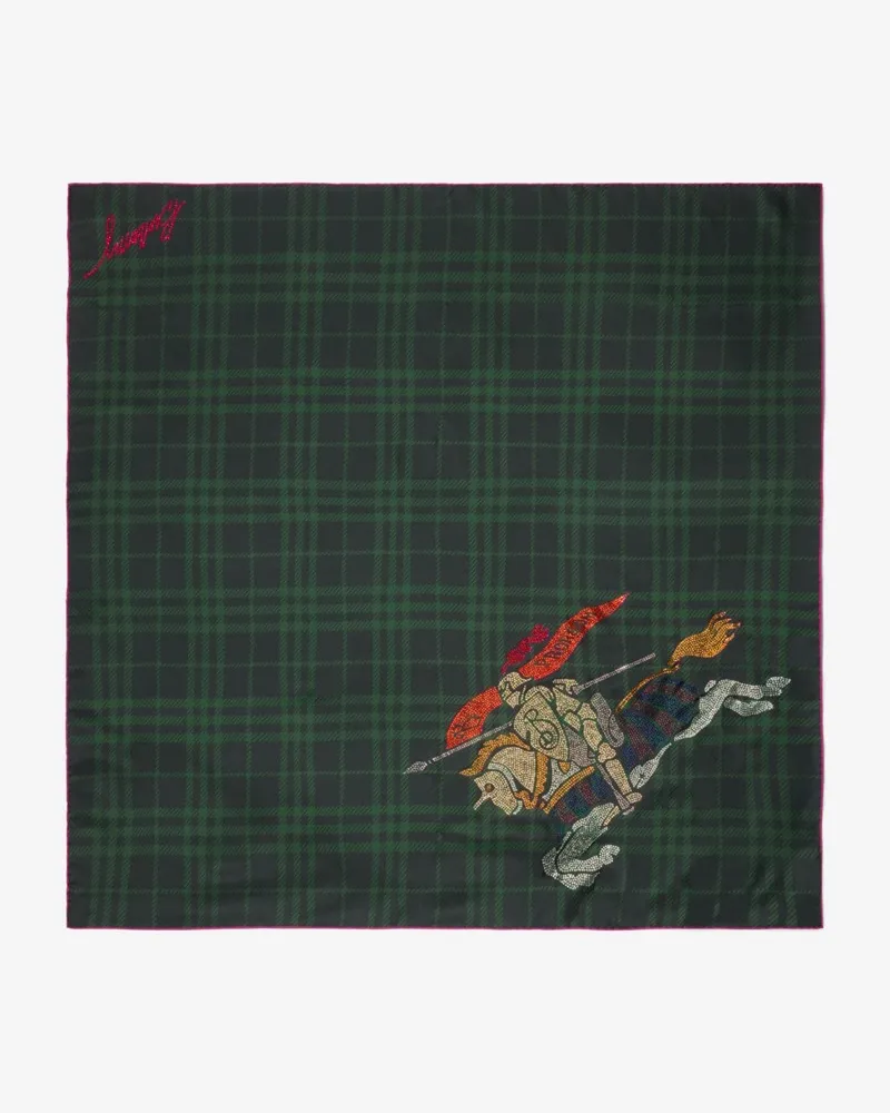 Burberry Seidenschal in Check mit Kristall-EKD Brigade-grün