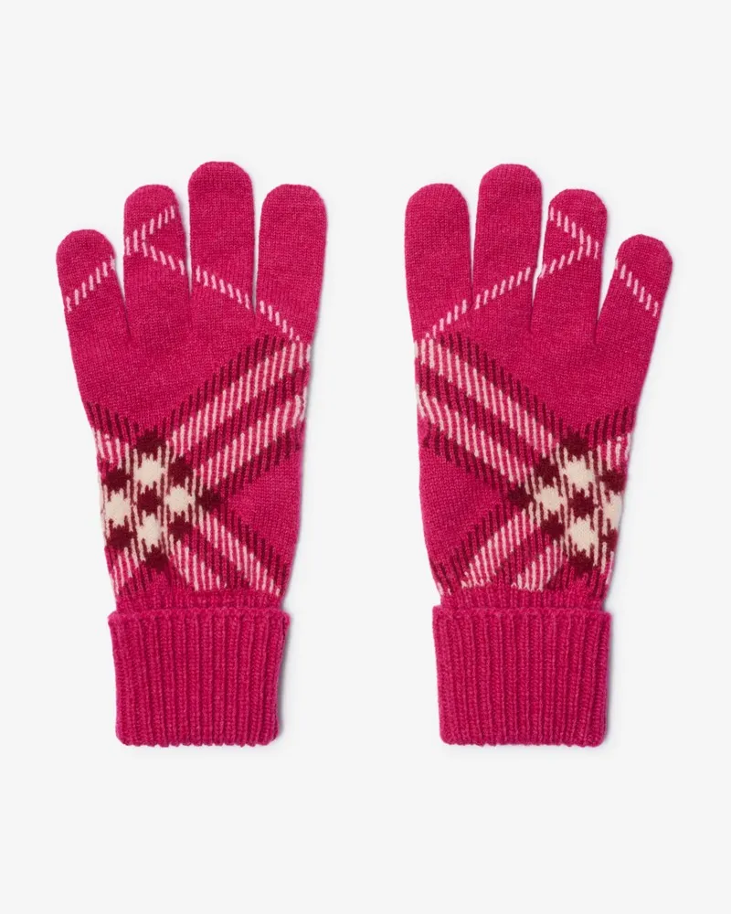 Burberry Handschuhe aus einer Kaschmirmischung in Check Jam-rosa