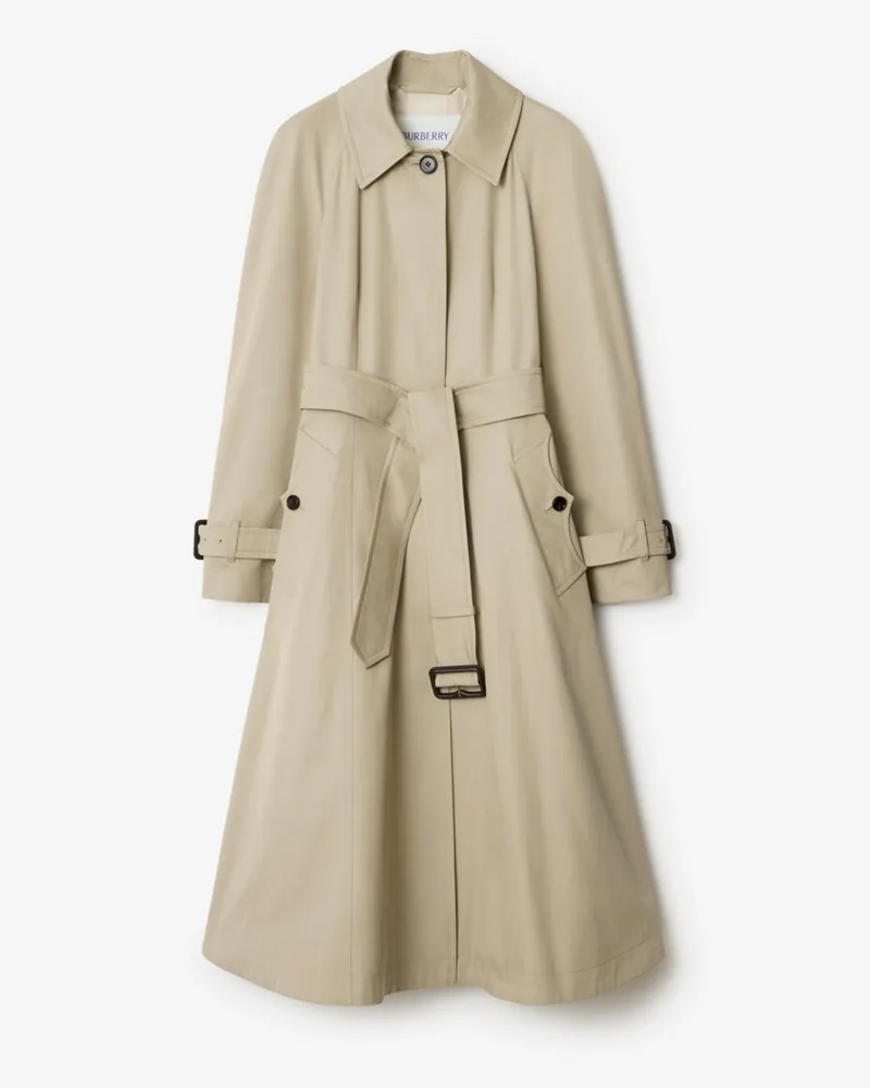 Burberry Langer Fit-and-Flare Car Coat „Ellingham“ aus Gabardine Quill-beige