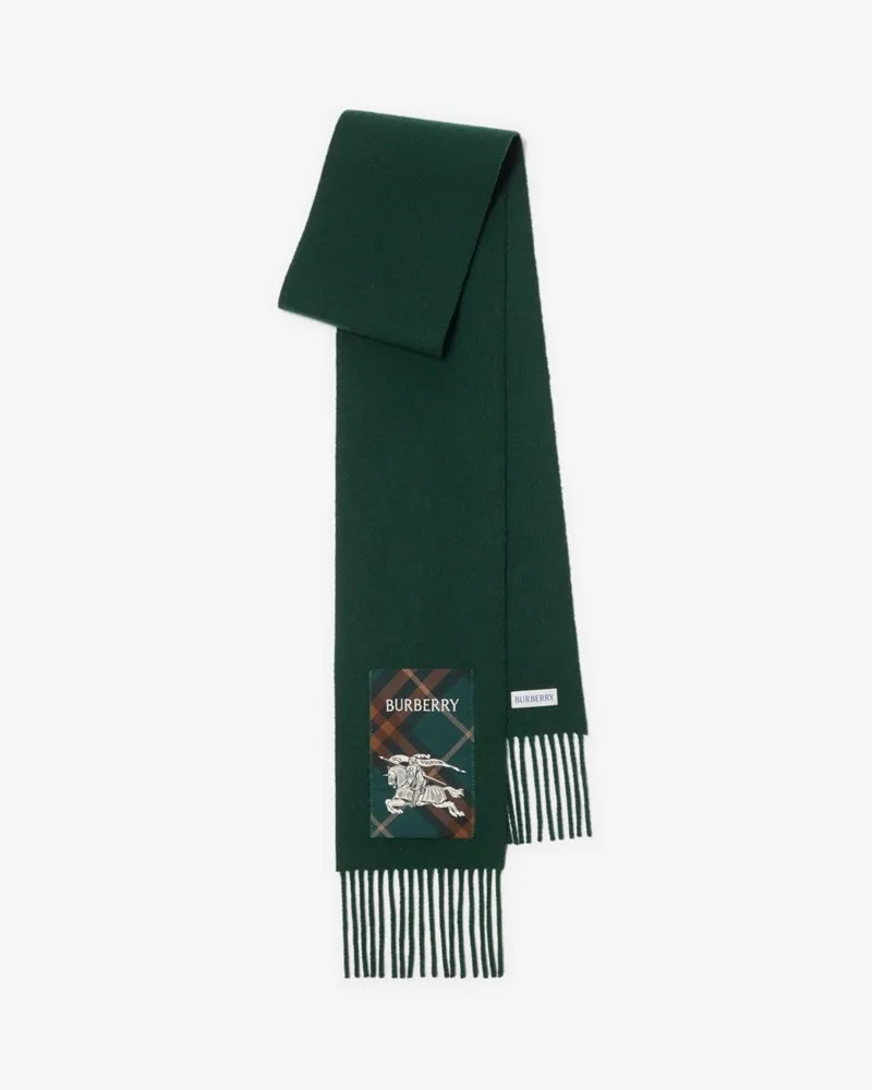 Burberry Kaschmirschal mit Check-Label Brigade-grün