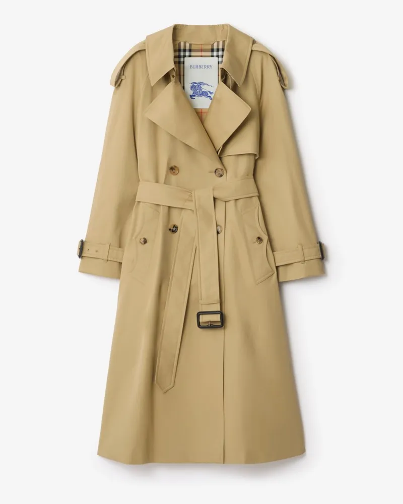 Burberry Langer Trenchcoat „Fitzrovia“ aus Gabardine Beige