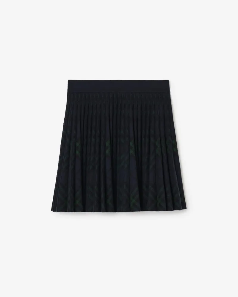 Burberry Faltenrock aus Baumwolle und Nylon in Check Black