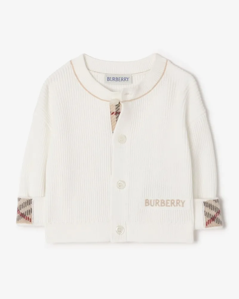 Burberry Baumwoll-Cardigan mit Logo , Size Ivory
