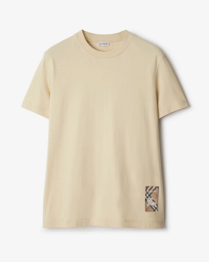 Burberry Baumwoll-T-Shirt mit Check-Label Nutmeg