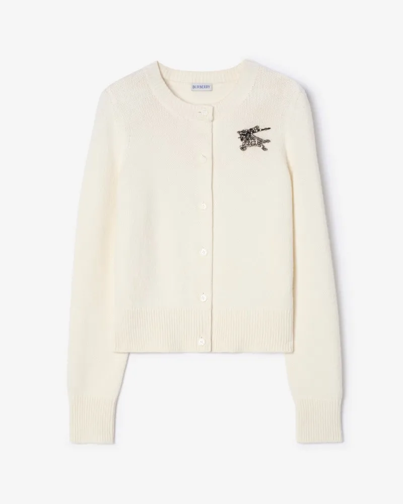 Burberry Woll-Kaschmir-Cardigan mit Rittermotiv , Size Ceramic