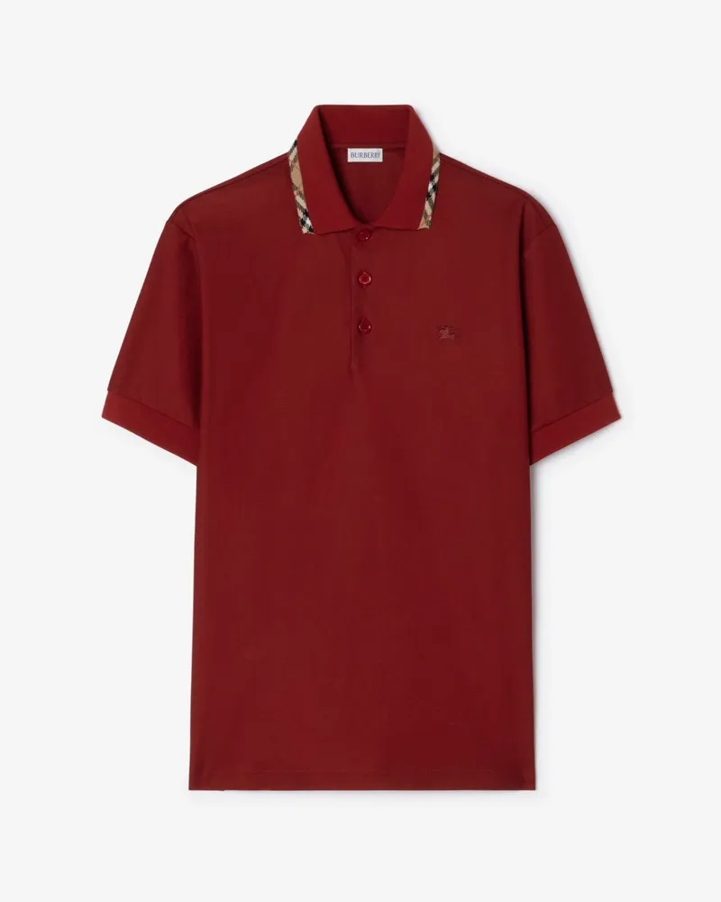 Burberry Baumwoll-Poloshirt mit Karobesatz , Size Auburn