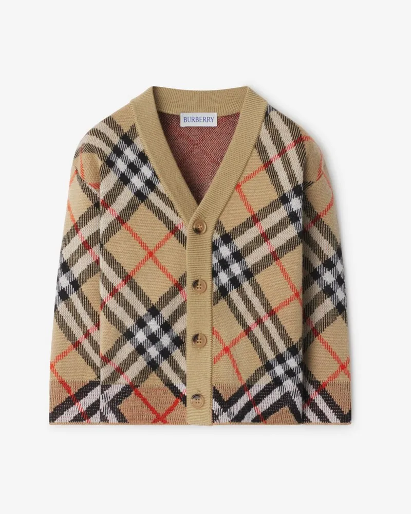 Burberry Wollcardigan in Check , Size Sand-beige