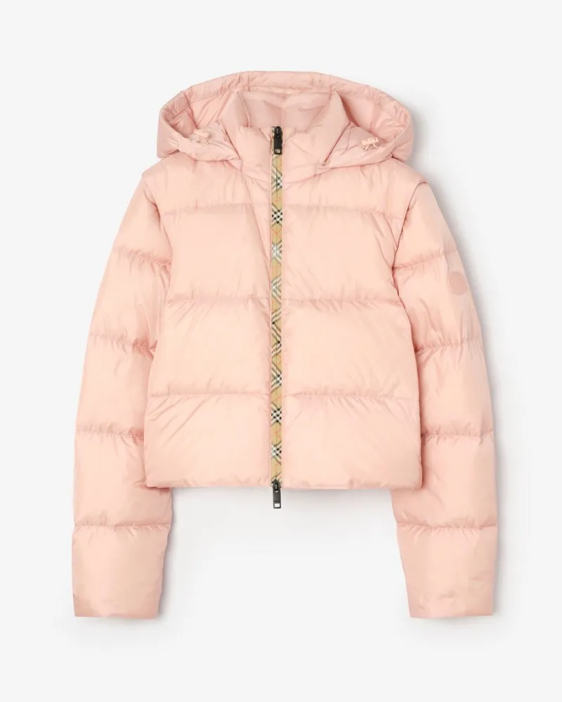 Burberry Wattierte Nylonjacke „Langdale“ mit abnehmbaren Ärmeln , Size Peony