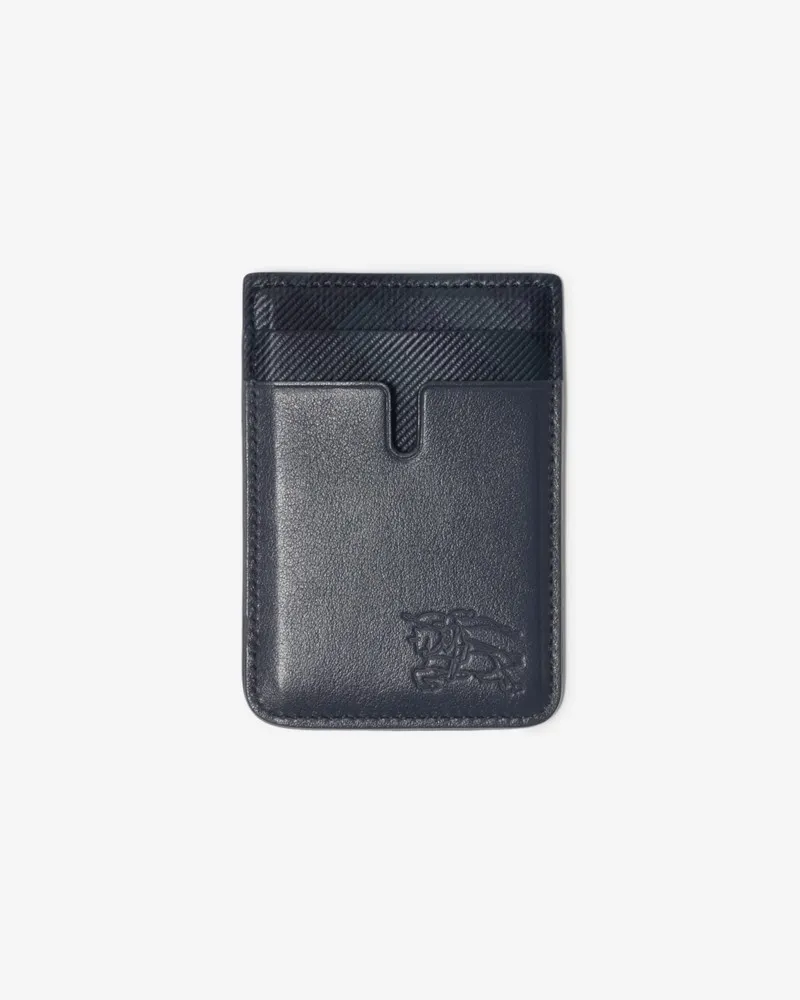 Burberry Magnetisches Kartenetui mit Check-Akzent Midnight-blau