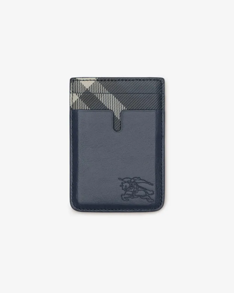 Burberry Magnetisches Kartenetui mit Check-Akzent Midnight-blau
