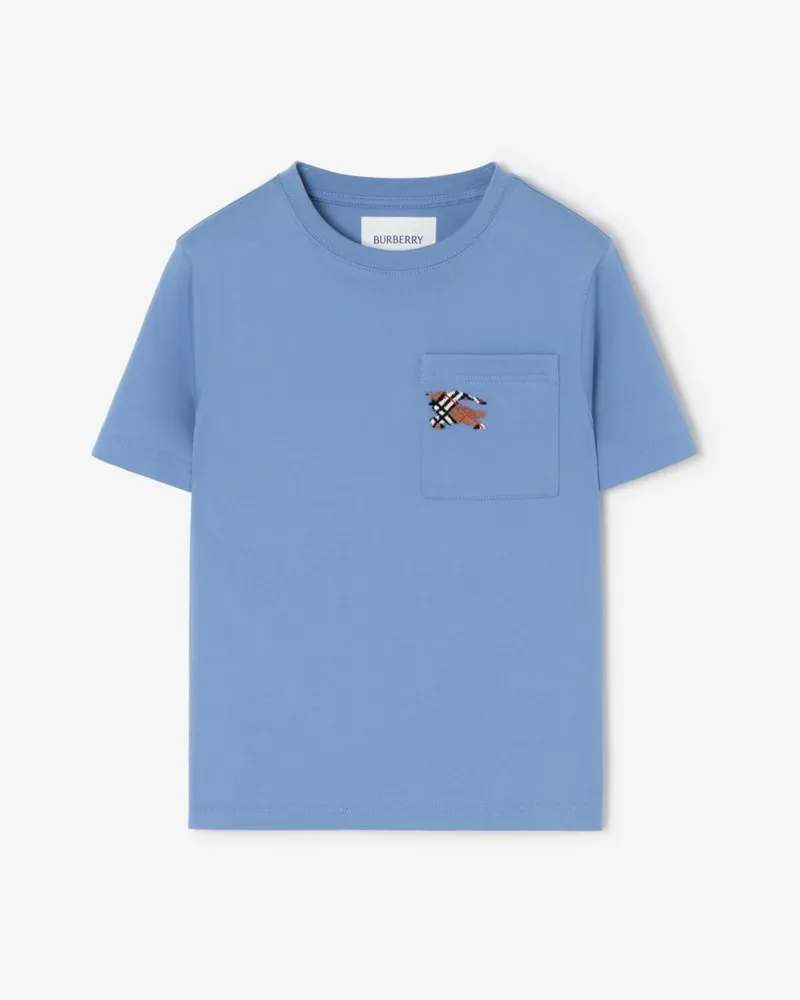 Burberry Baumwoll-T-Shirt mit Knight in Check , Size Lt