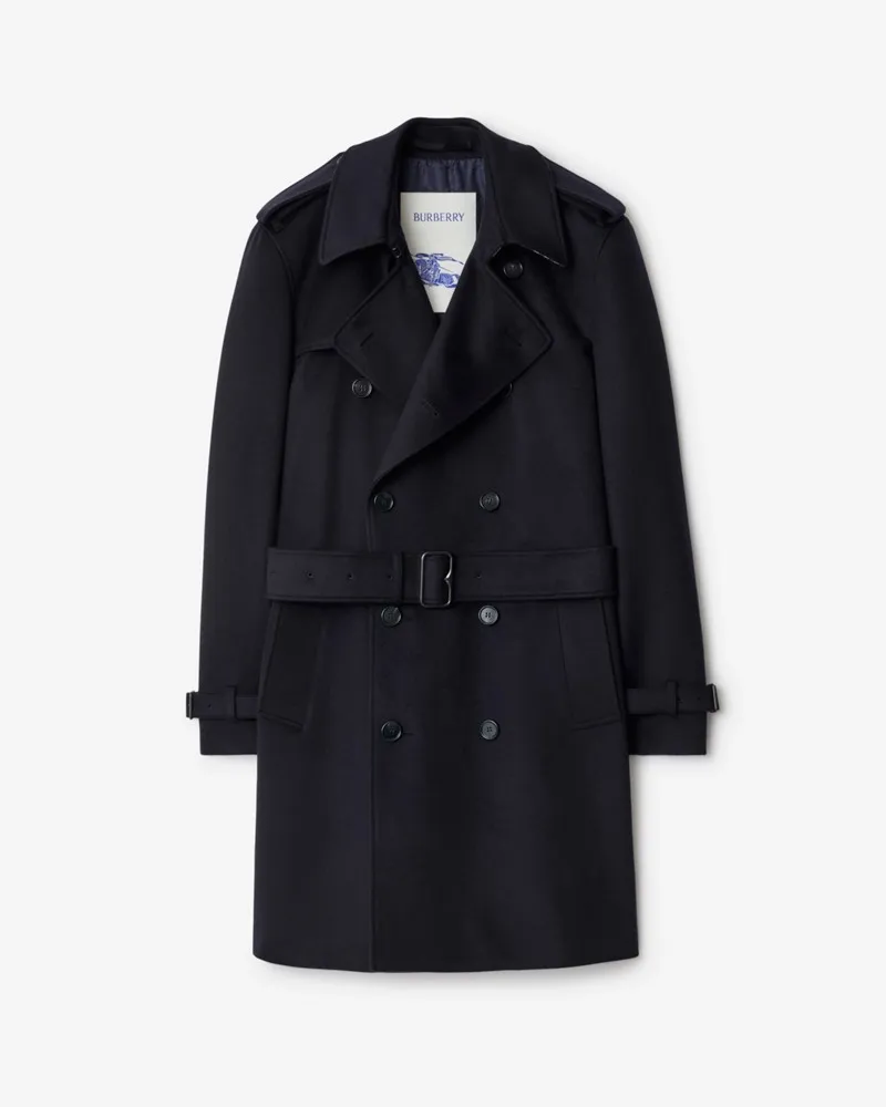 Burberry Mittellanger Kaschmir-Trenchcoat Marineblau