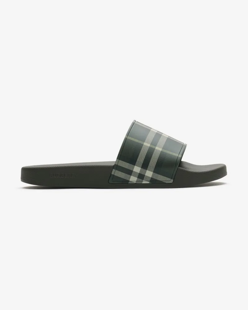 Burberry Slides in Check Thicket-grün