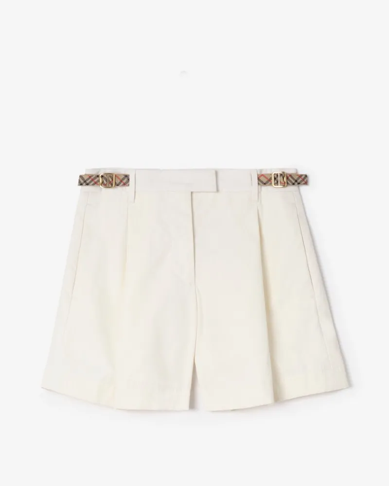 Burberry Baumwollpopelin-Shorts mit Karobesatz , Size Seashell-weiß