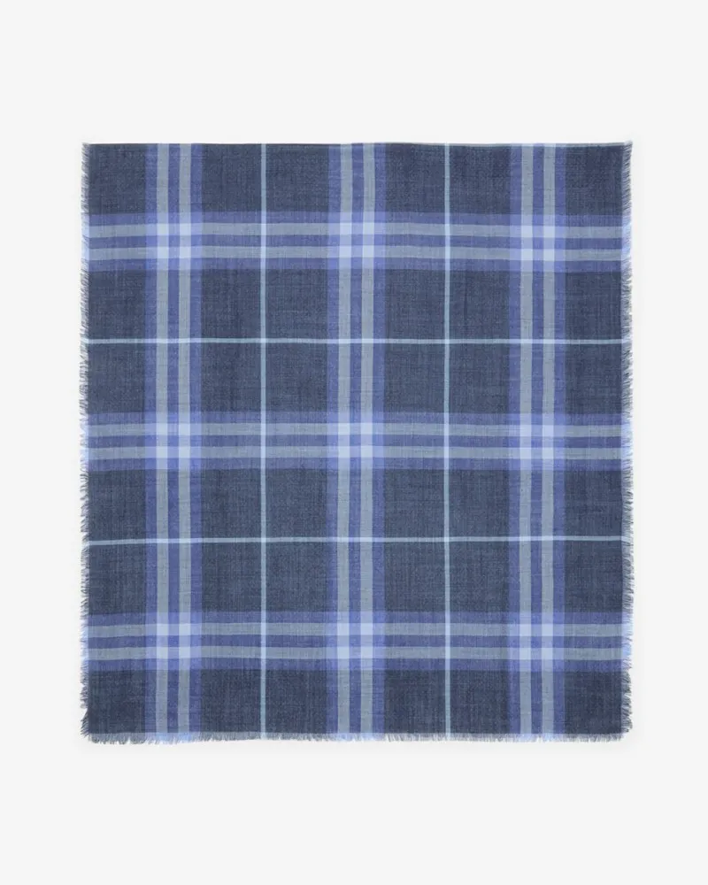 Burberry Wendbarer Woll-Seiden-Schal in Check Dive-blau