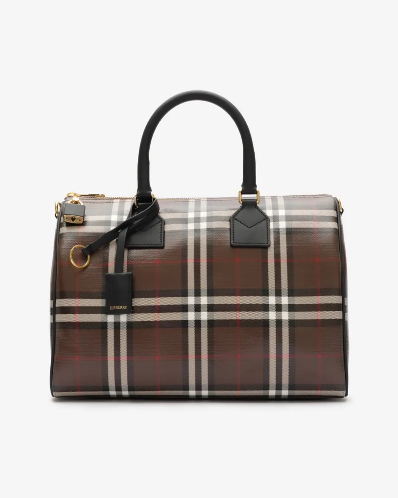 Burberry Mittelgroße Bowlingtasche in Check Chocolate